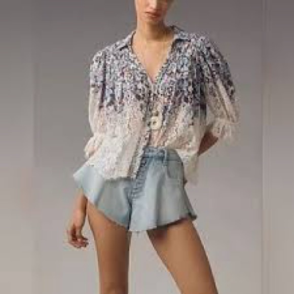 Anthropologie Victorian Sheer Lace Multicolor Blouse size small - Picture 3 of 13